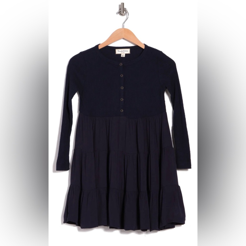 THREADS AND STATES Hacci Button Front Ribbed Babydoll Dress M